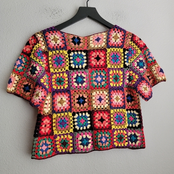 Farm Rio Crocheted & Cropped Pullover size L NWT - Picture 7 of 11